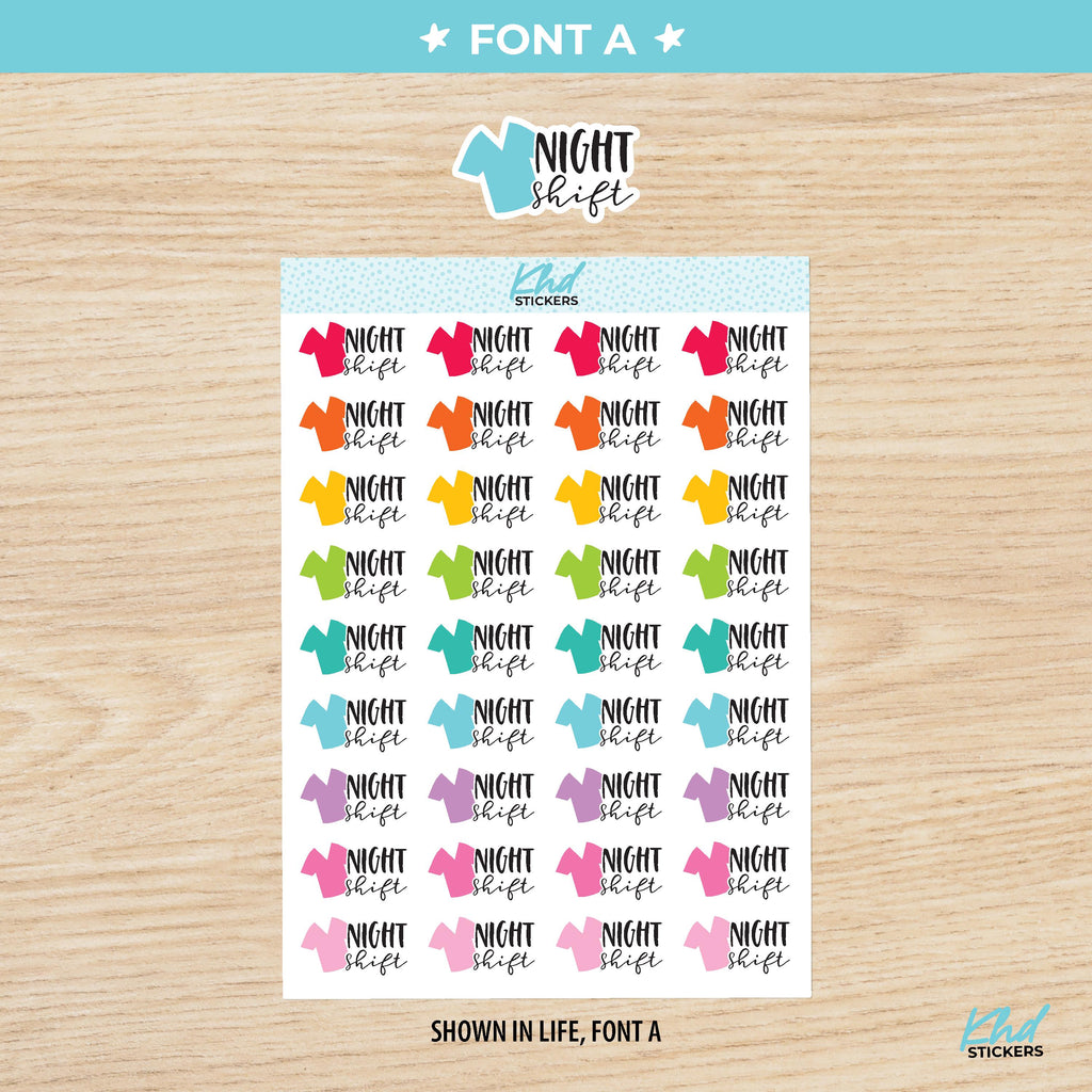 Night Shift - Medical and Nurse Scrubs Shift Planner Stickers