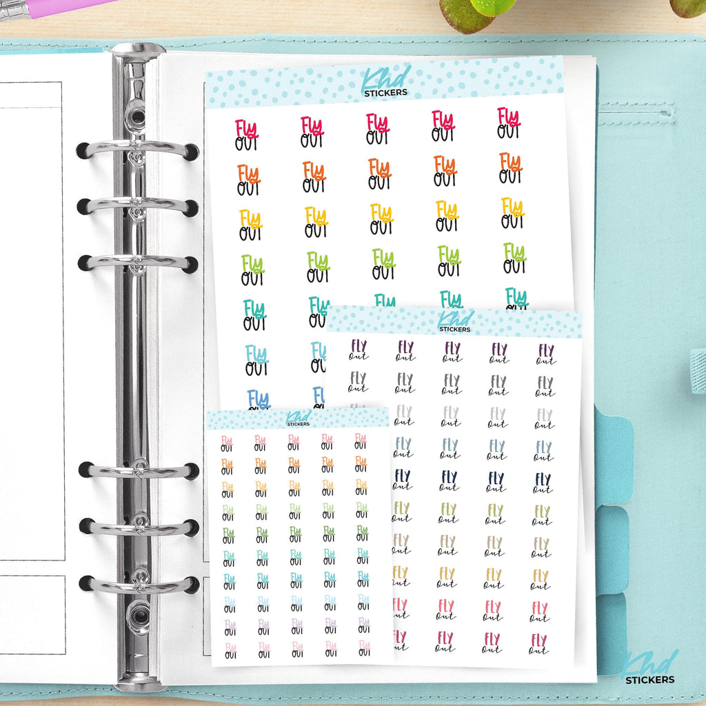 Fly Out Script Planner Stickers