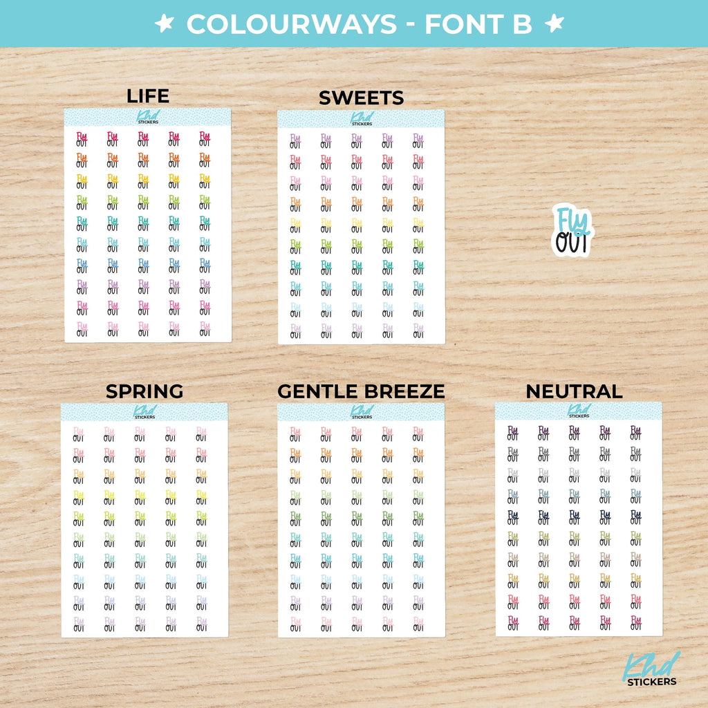 Fly Out Script Planner Stickers