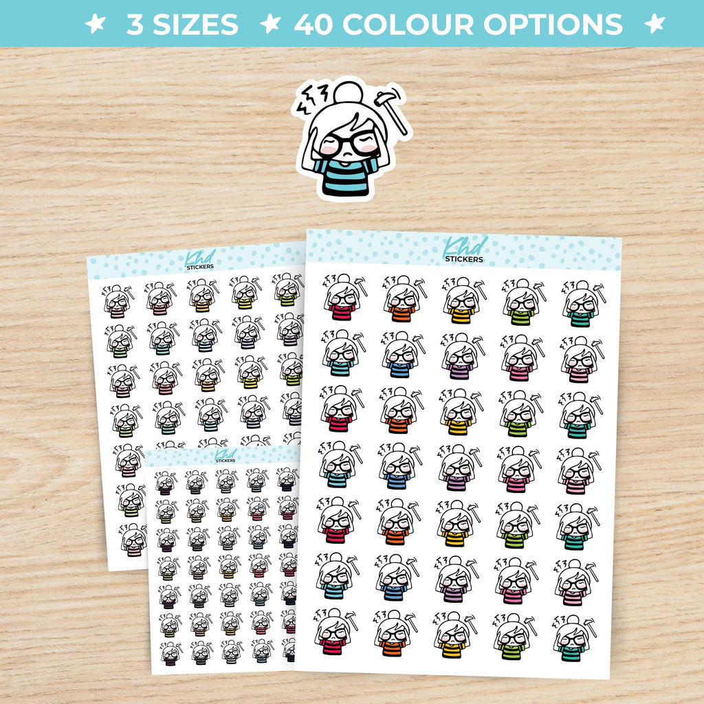 Migraine Headache Planner Girl Stickers Small