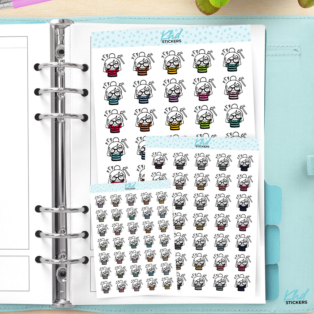 Migraine Headache Planner Girl Stickers