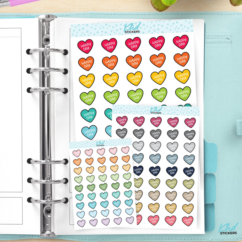 Happy Day Heart Planner Stickers