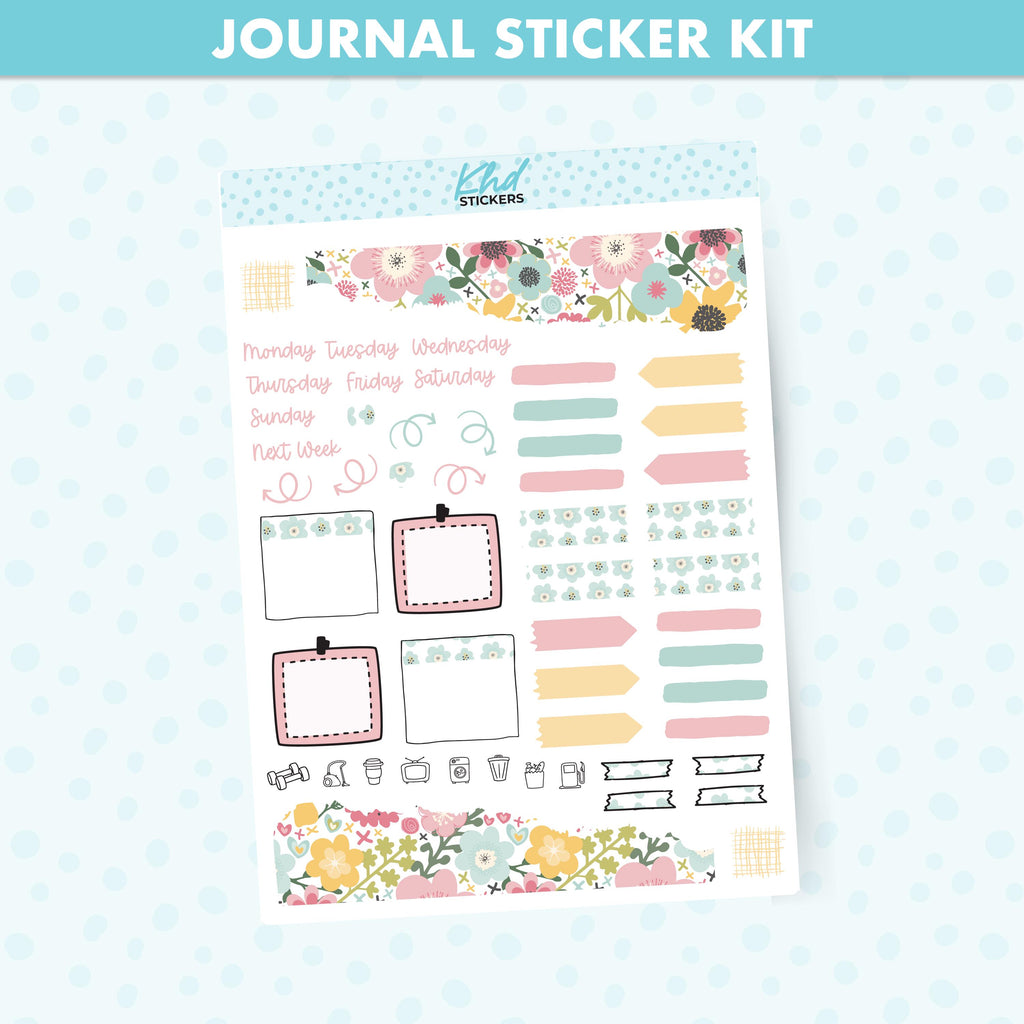 Pretty floral Journal Weekly Sticker Kit