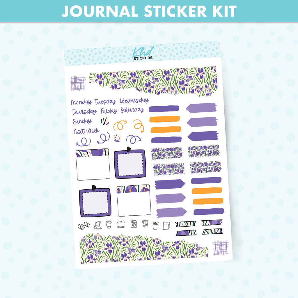 Purple Floral Journal Weekly Sticker Kit