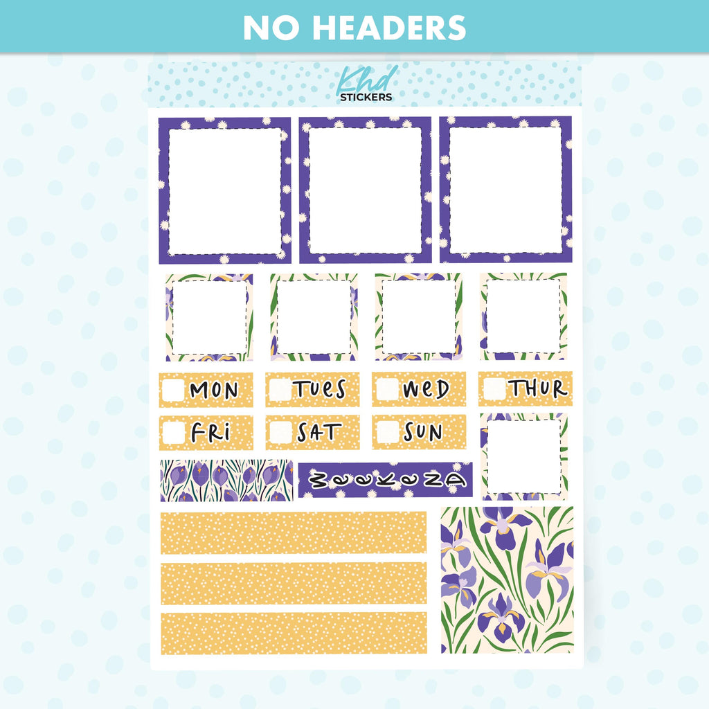 Purple Floral Lime Weekly Planner Sticker Kit