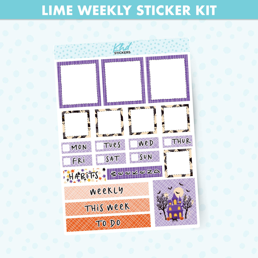 Halloween stickers Lime Weekly Planner Sticker Kit