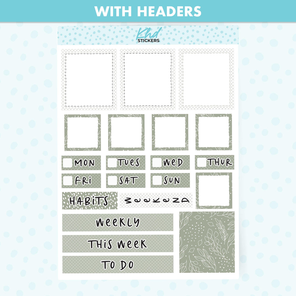 Relaxed Sunday Lime Weekly Planner Sticker Kit