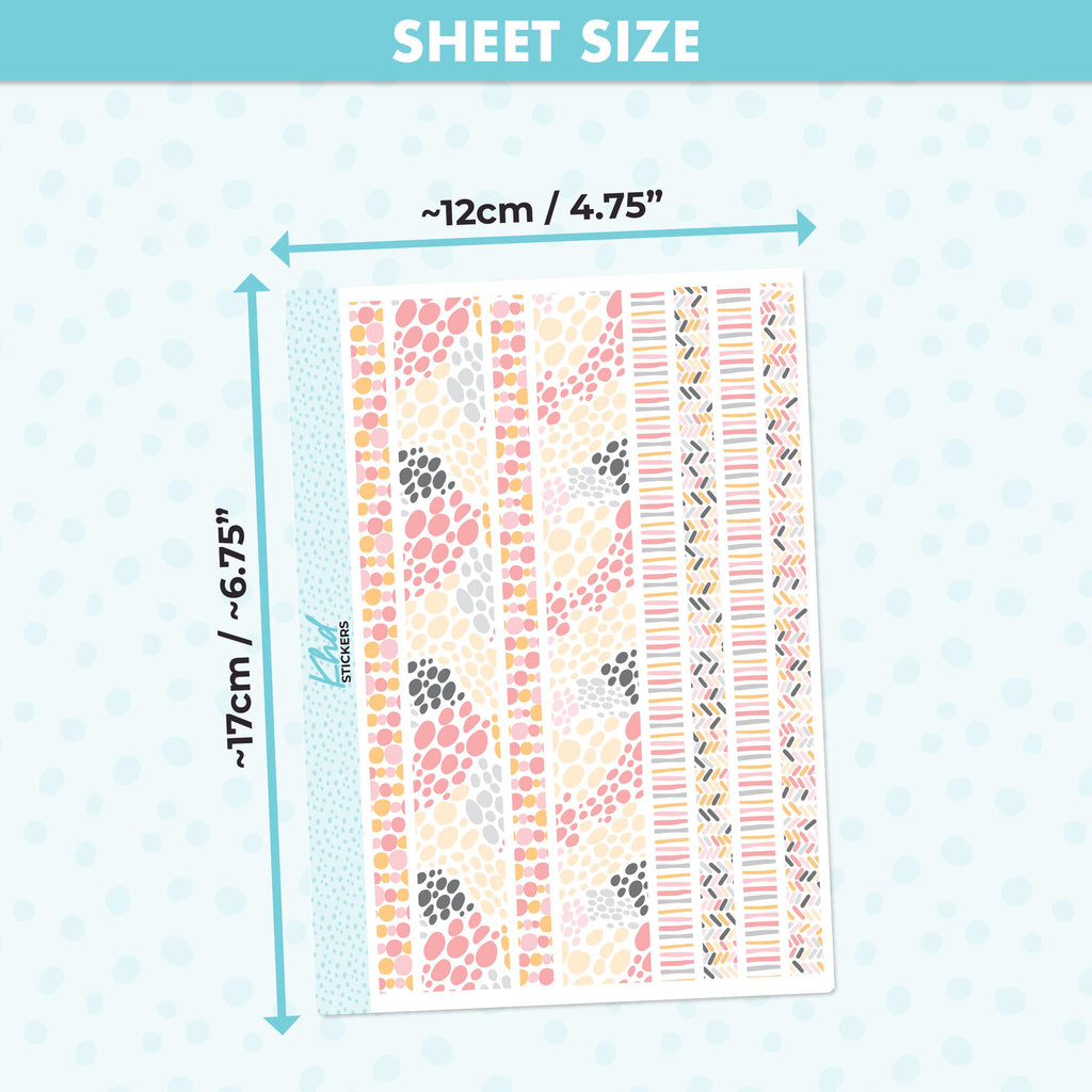 Pretty Spots Decorative Washi Strip Stickers, to fit most planners, dot journals, and notebooks. Set 47027