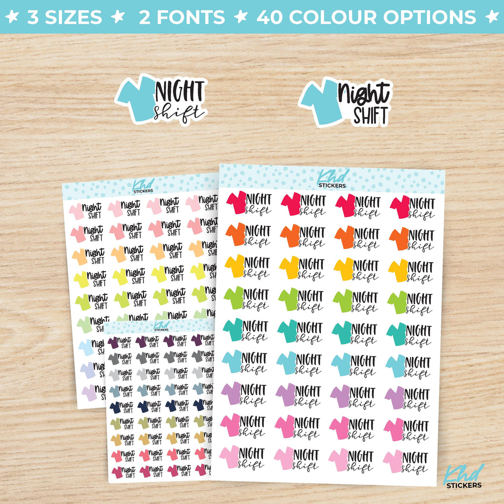 Night Shift - Medical and Nurse Scrubs Shift Planner Stickers Small