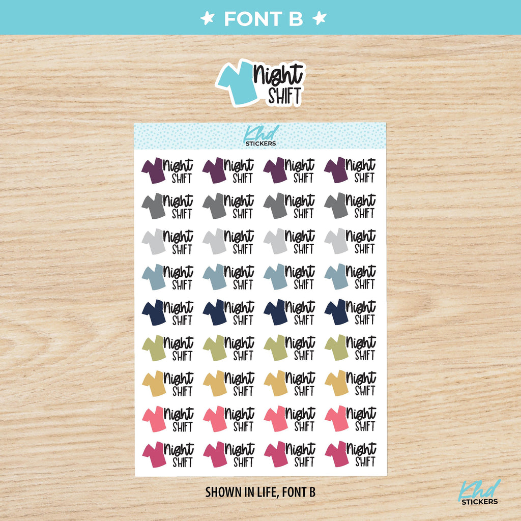 Night Shift - Medical and Nurse Scrubs Shift Planner Stickers