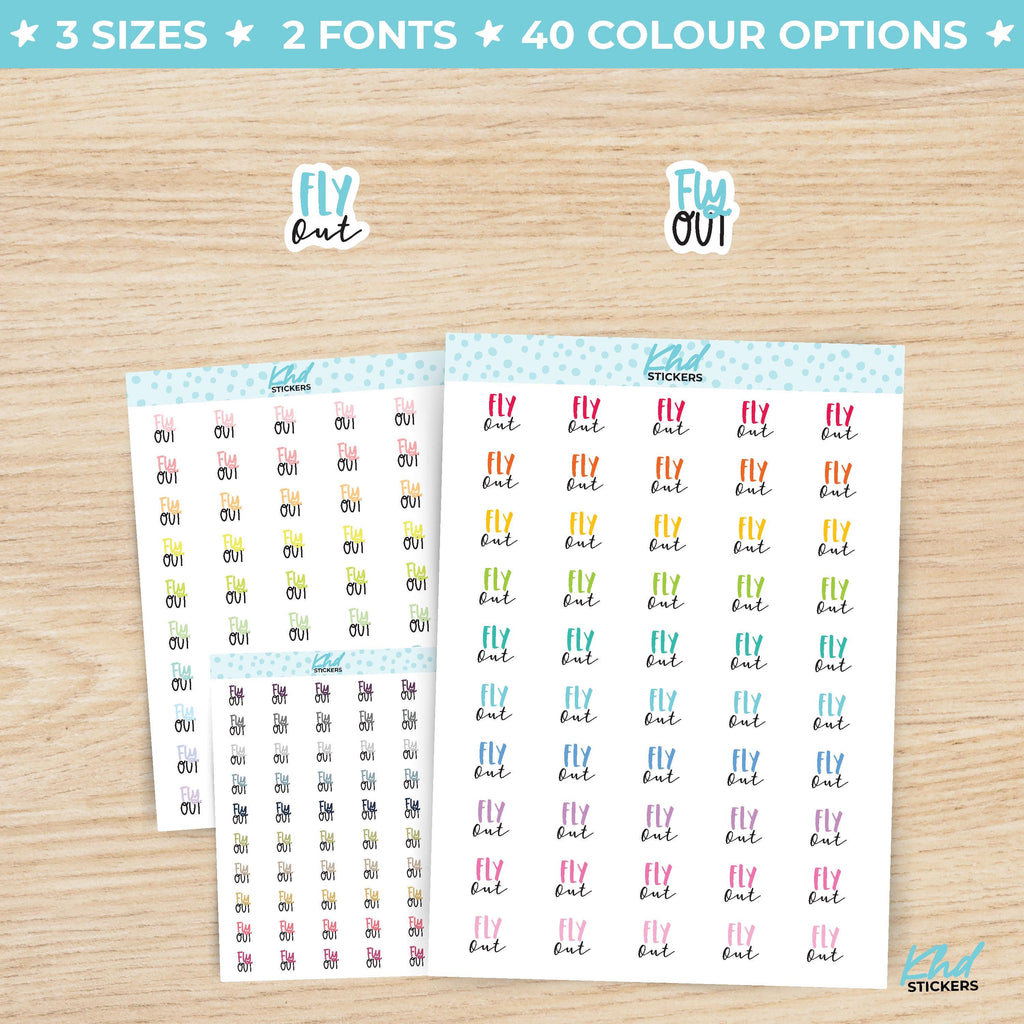 Fly Out Script Planner Stickers SMALL