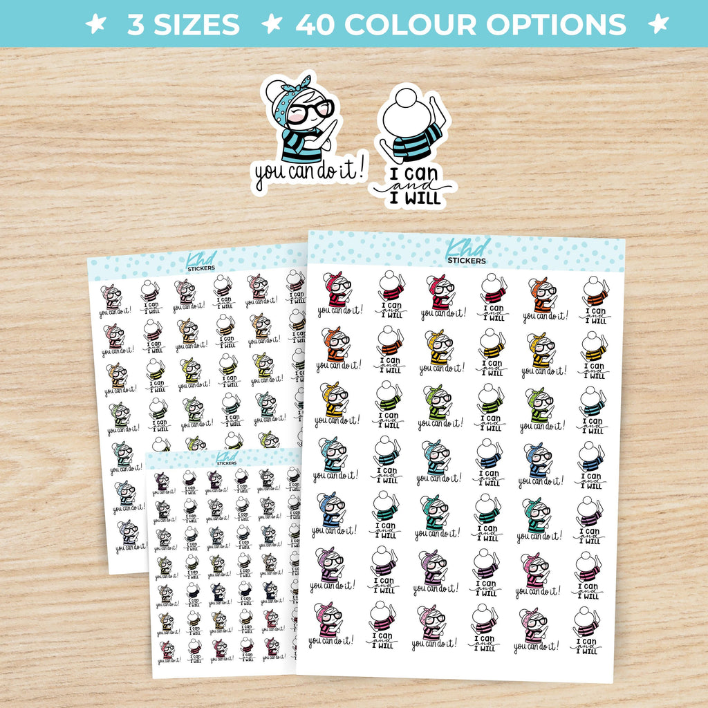 Motivation Planner Girl Stickers - Planner Stickers - Removable Small