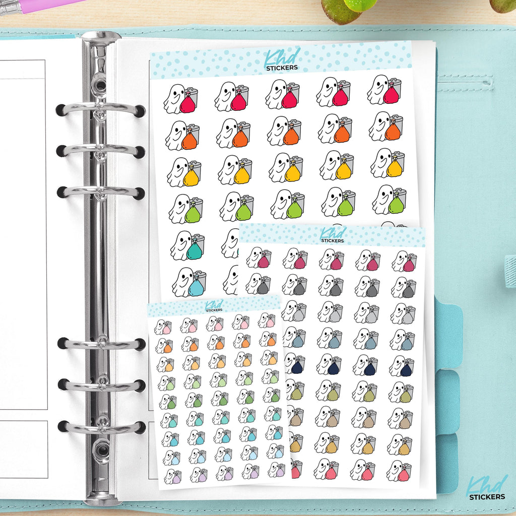 Ghost Bin Out Reminders Planner Stickers