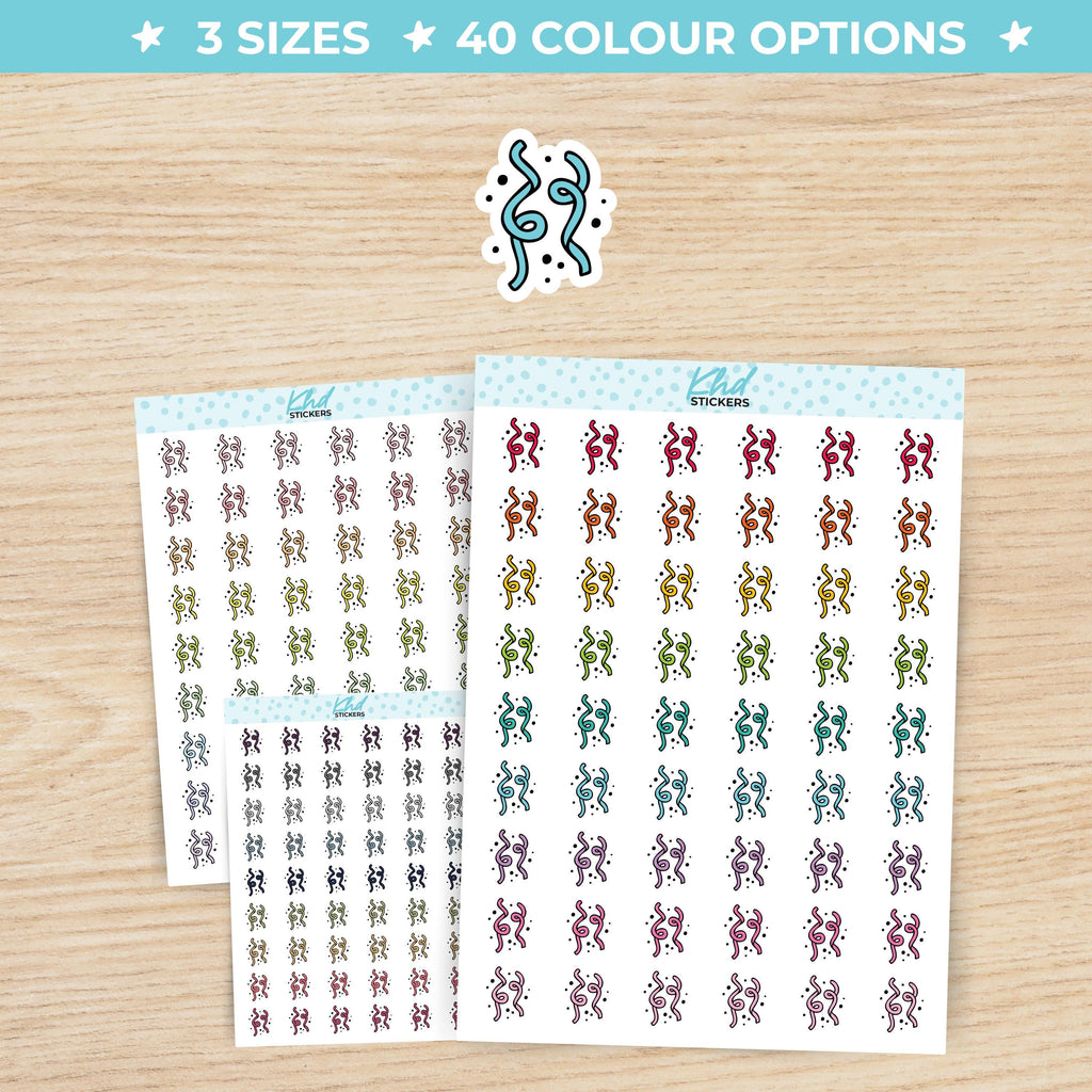 Party Streamers Planner Stickers Small