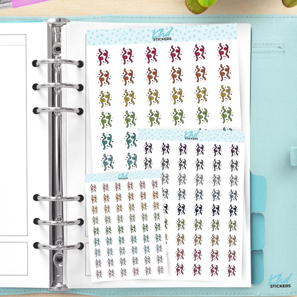 Party Streamers Planner Stickers