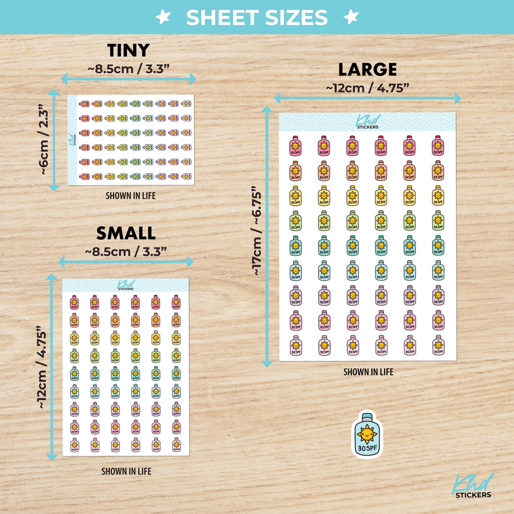 SPF Sunscreen Planner Sticker icons