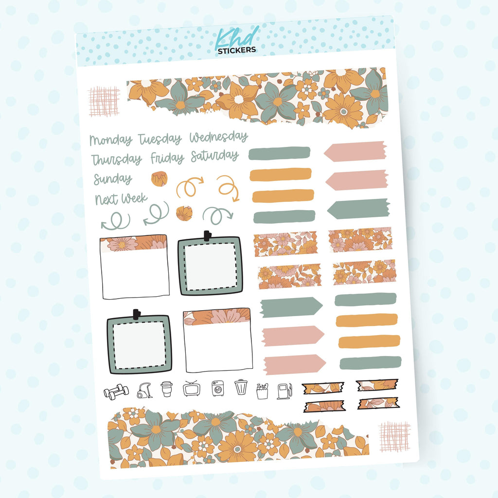 Vintage Floral Journal Weekly Sticker Kit