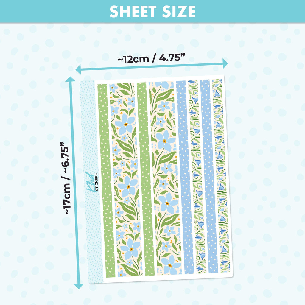 Pretty blue & green Floral Journal Weekly Sticker Kit