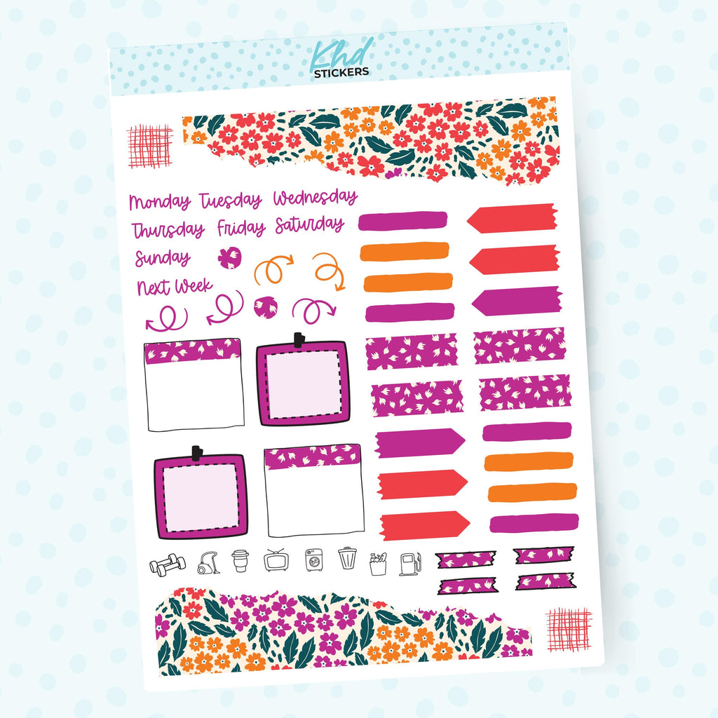 Intense Blooms Floral Weekly Sticker Kit