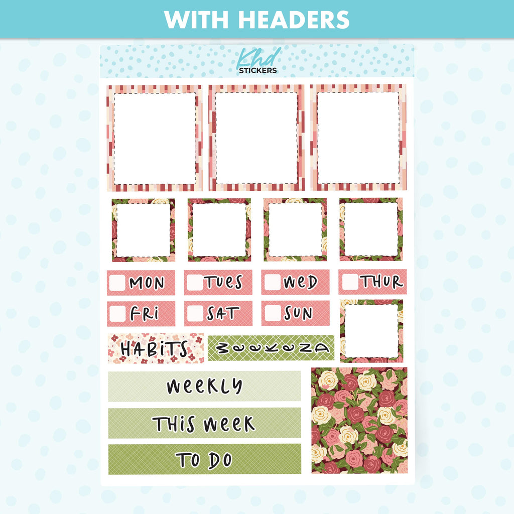 Country Meadow Lime Weekly Planner Sticker Kit