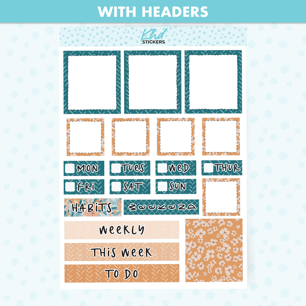 Wild Floral Lime Weekly Planner Sticker Kit