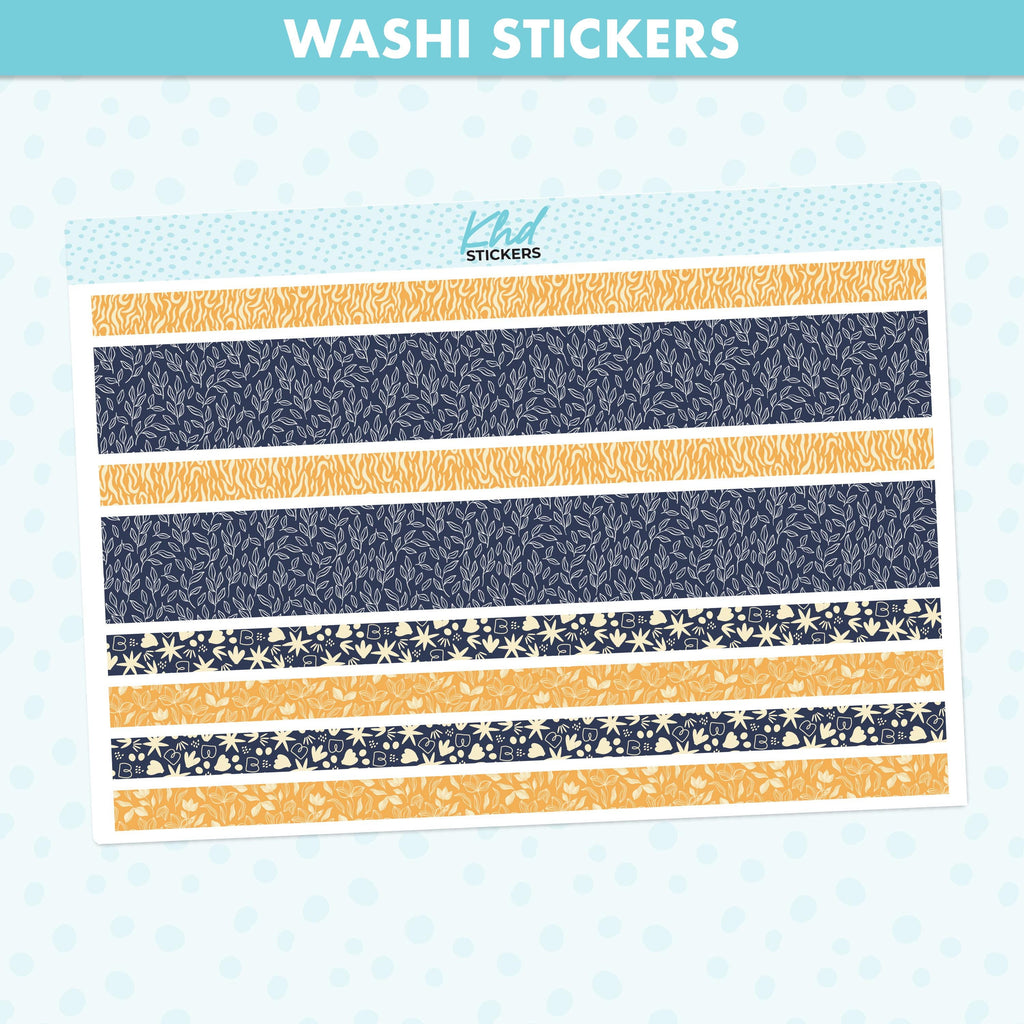 Navy Bloom Decorative Washi Strip Stickers