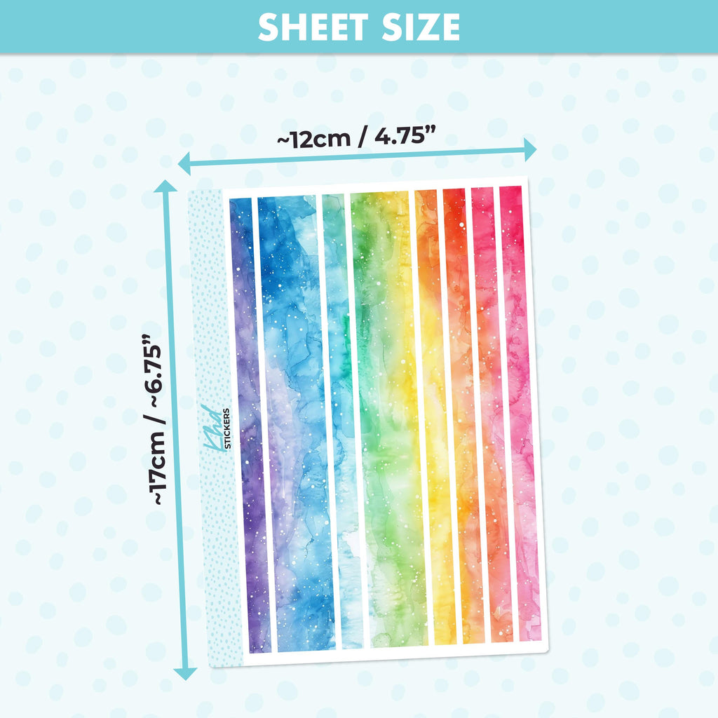 Rainbow Watercolour Decorative Washi Strip Stickers