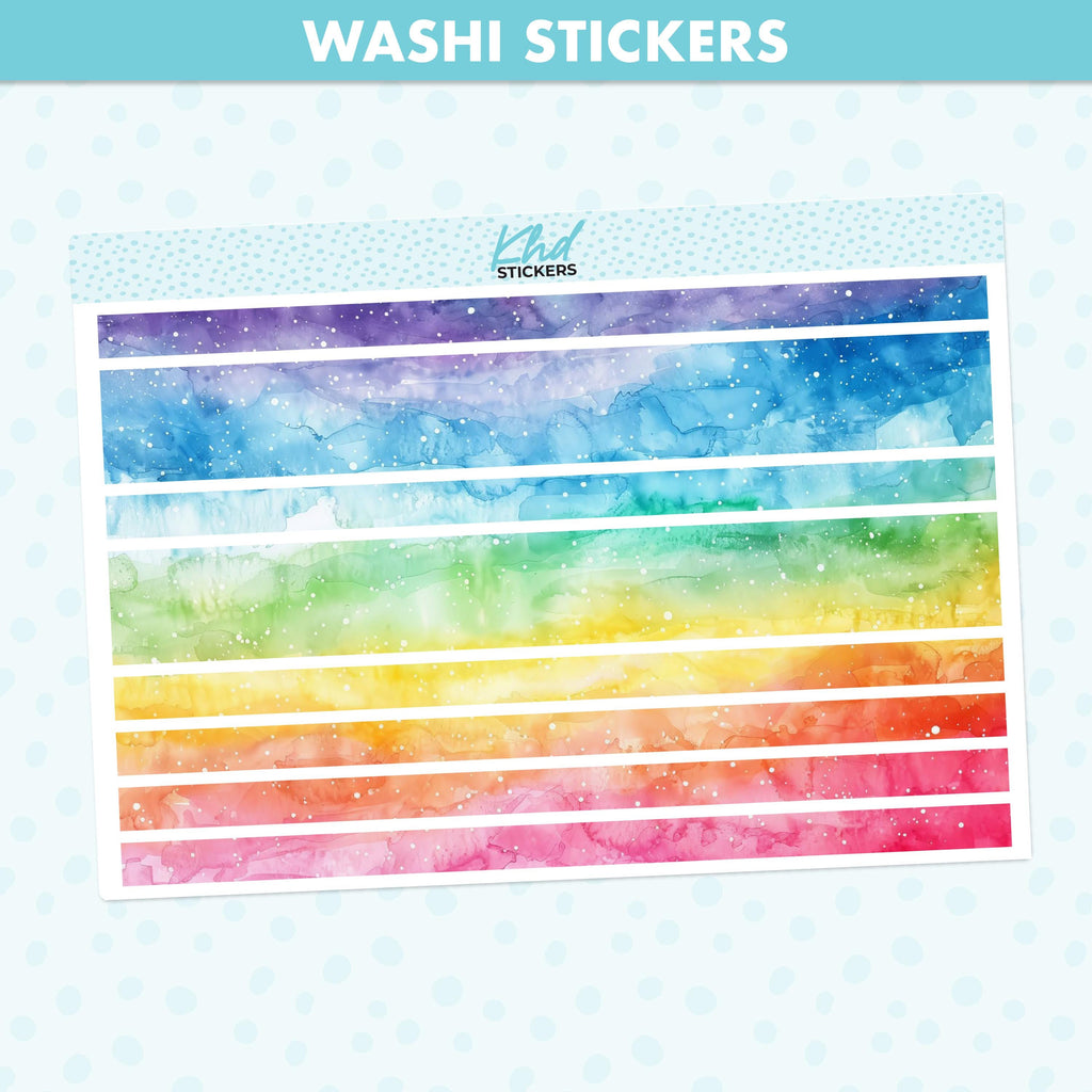 Rainbow Watercolour Decorative Washi Strip Stickers