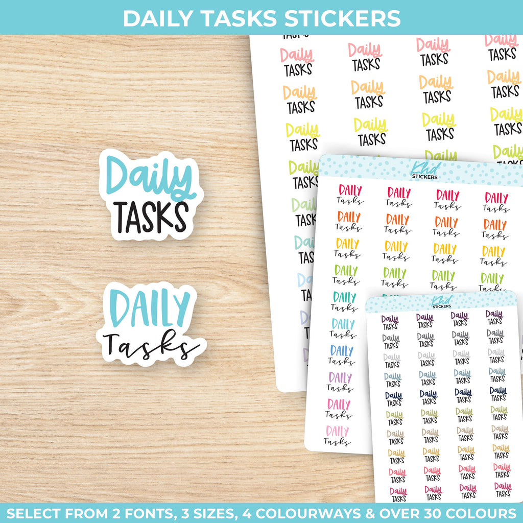 Daily Tasks Day Planner Stickers, Three Sizes including tiny, Removable