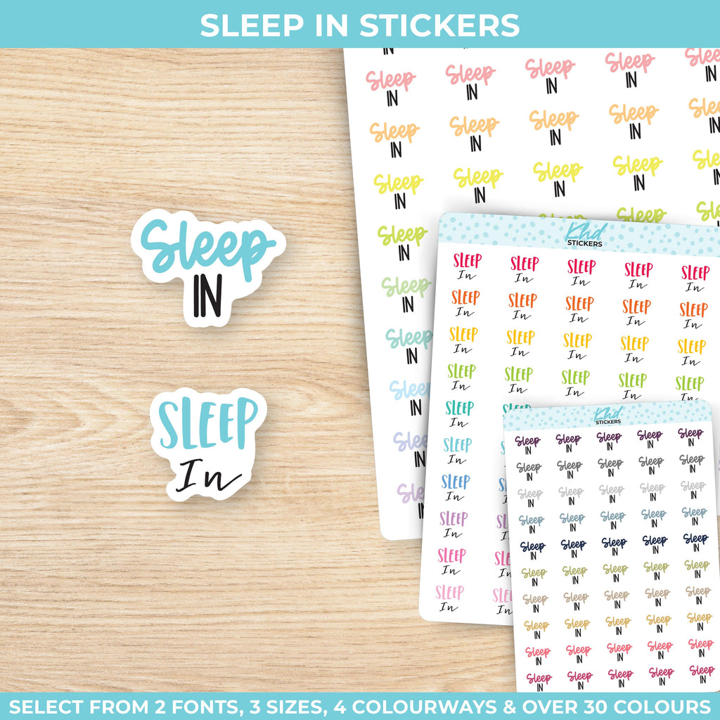 Sleep In Planner Stickers, Three Sizes including tiny, Removable