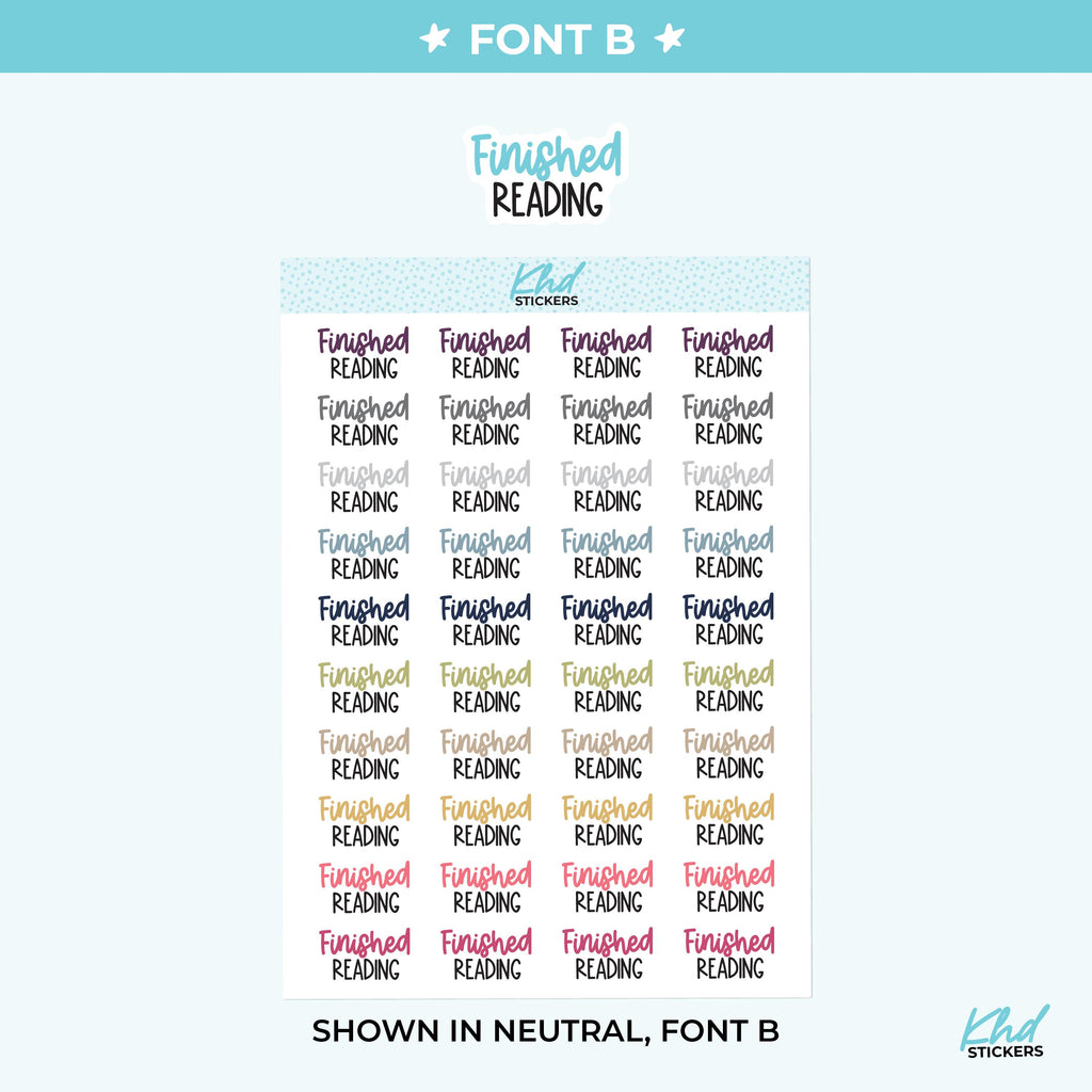 Finished Reading Planner Stickers, Three Sizes including tiny, Removable