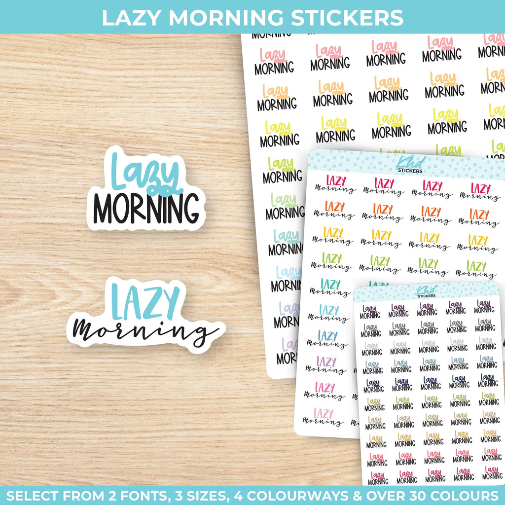 Lazy Morning Planner Stickers, Three Sizes including tiny, Removable