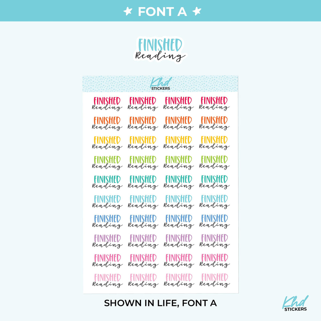 Finished Reading Planner Stickers, Three Sizes including tiny, Removable