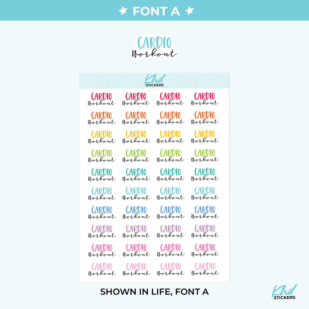 Cardio Workout Planner Stickers, Three Sizes including tiny, Removable