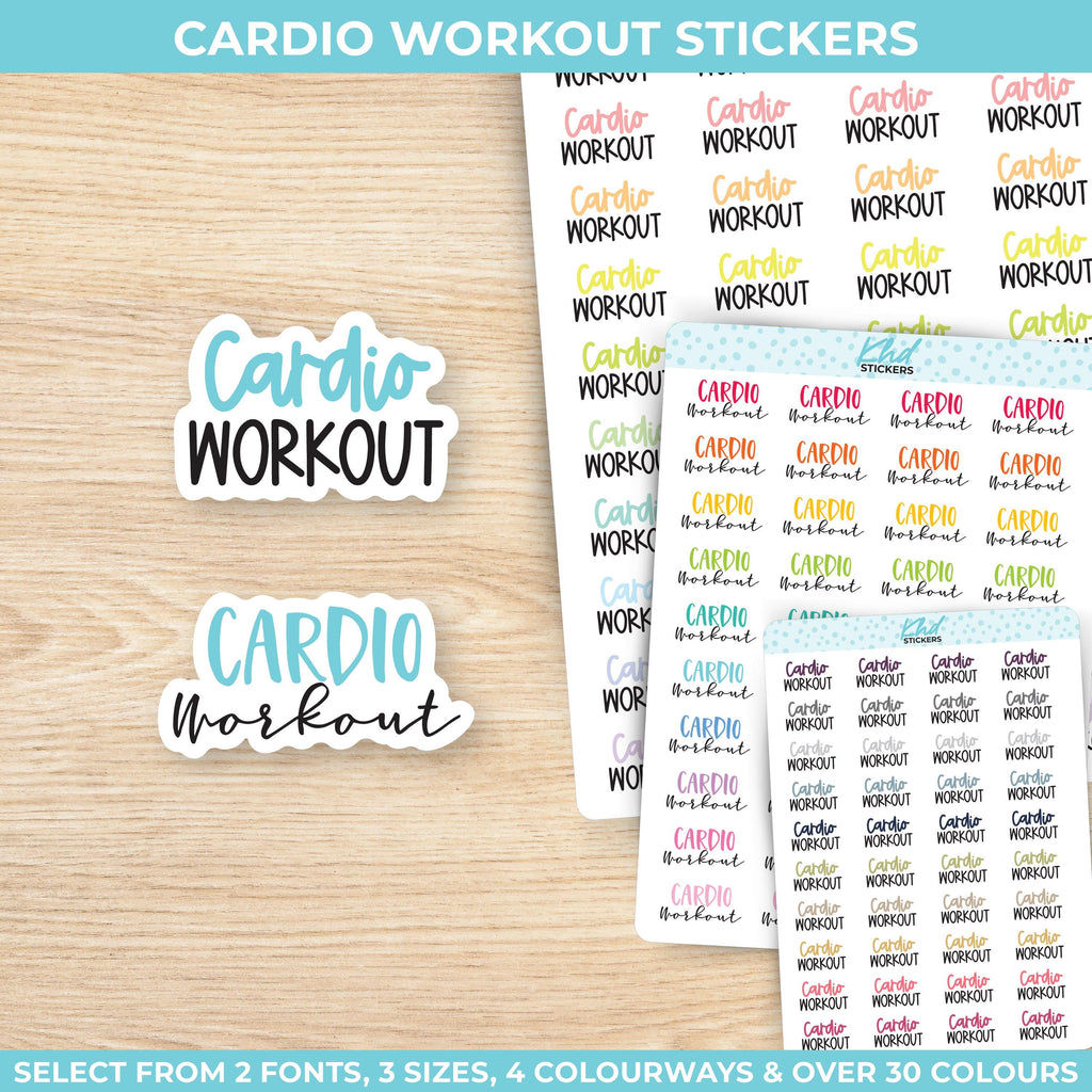 Cardio Workout Planner Stickers, Three Sizes including tiny, Removable