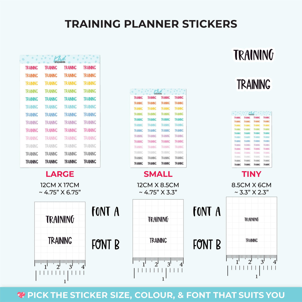 Training Planner Stickers, Select from 2 fonts & 3 sizes, Script Planner Stickers, removable