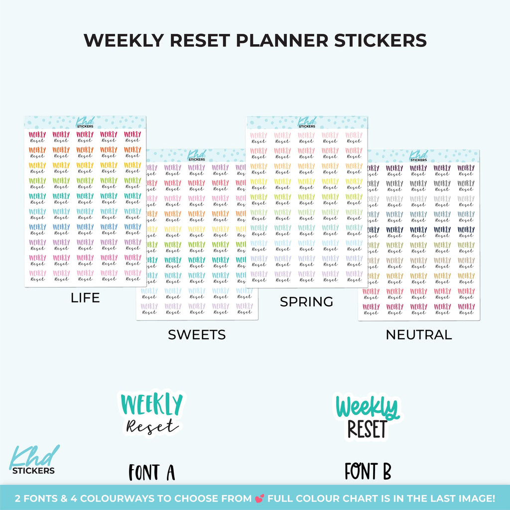 Weekly Reset Planner Stickers, Three Sizes including tiny, Removable