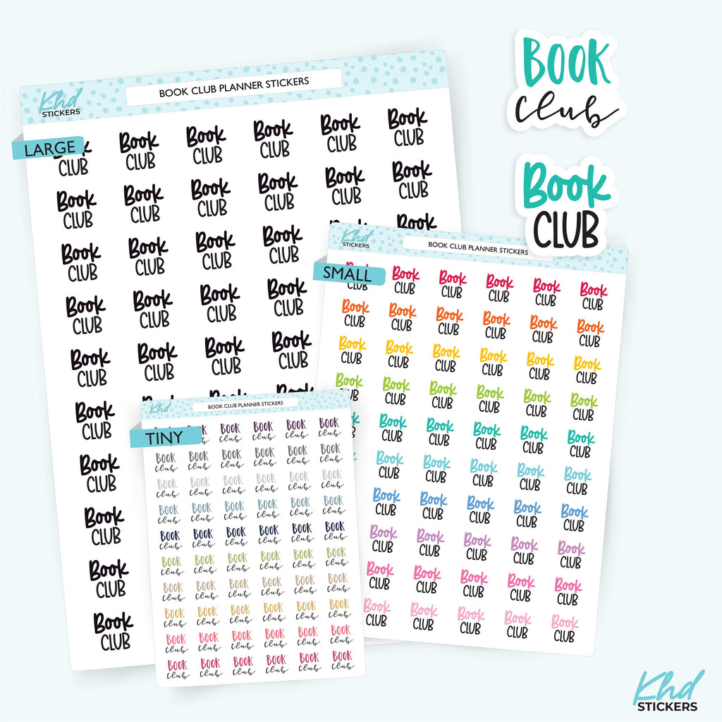 Book Club Planner Stickers, Three Sizes including tiny, Removable