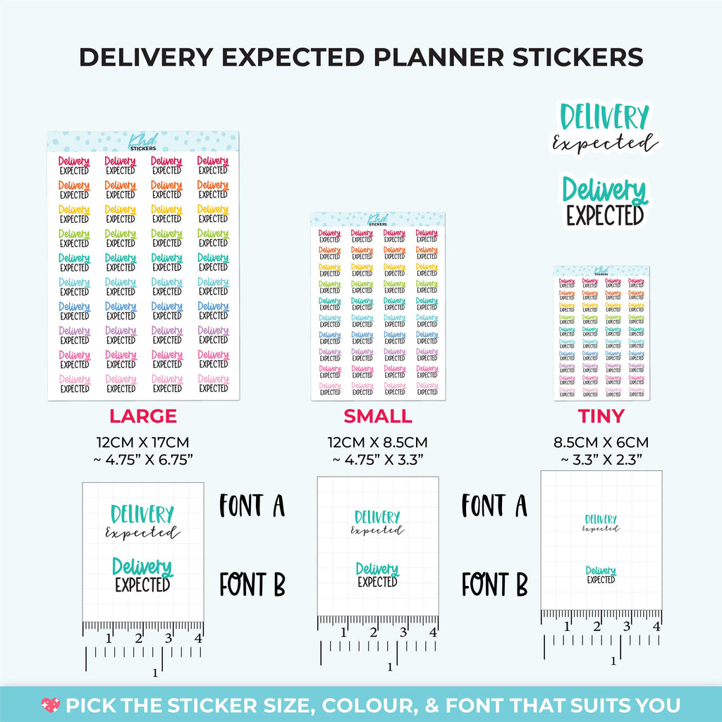 Delivery Expected Script Planner Stickers, Three Sizes including tiny, Removable