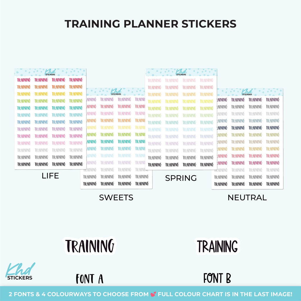 Training Planner Stickers, Select from 2 fonts & 3 sizes, Script Planner Stickers, removable
