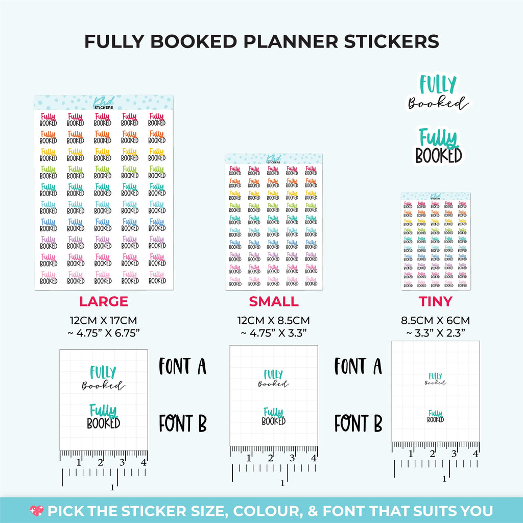 Fully Booked Script Planner Stickers, Three Sizes including tiny, Removable