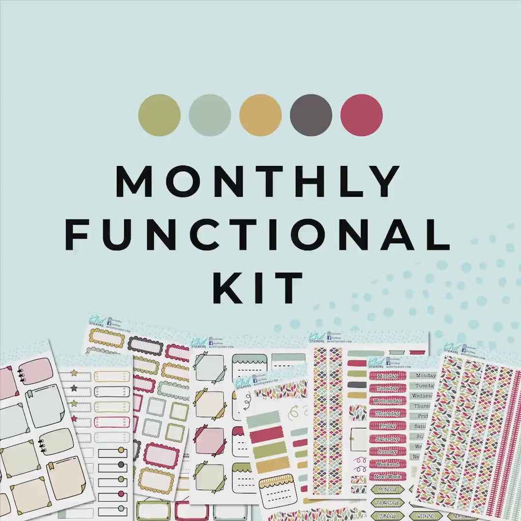 Monthly Functional Planner Sticker Kit - Nan's Kitchen - Planner Stickers - Kit 4807