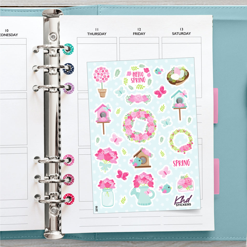 Hello Spring Stickers, Planner Stickers, Removable