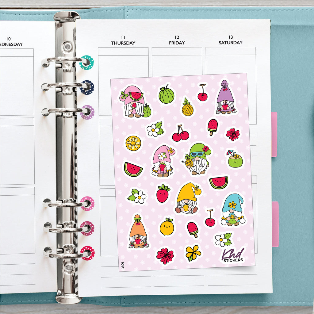 Fruity Gnomes Stickers, Planner Stickers, Removable