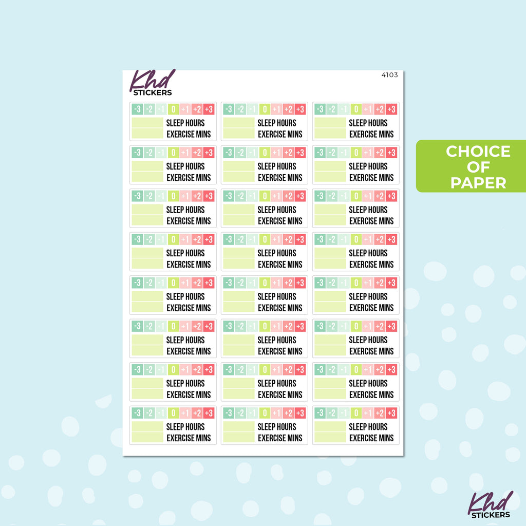 Mood Tracker Stickers, Sleep And Exercise, Functional Planner Stickers