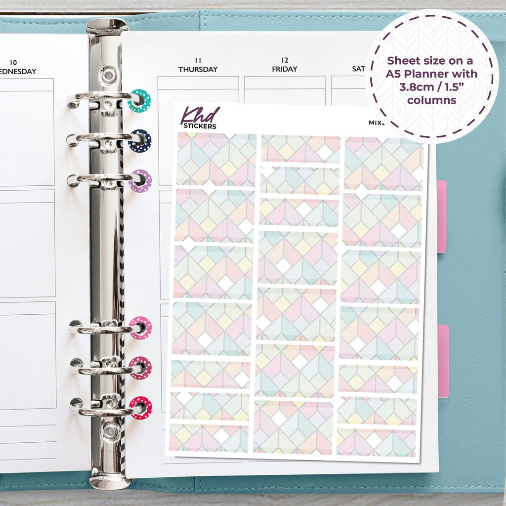 Pastel Patterned Half Boxes and Quarter Box Functional Stickers, Planner Stickers