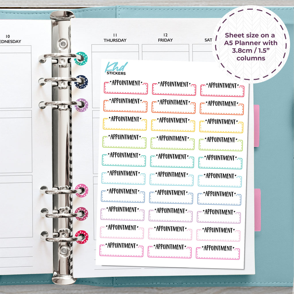 Appointment Boxes Stickers, Planner Stickers, Removable