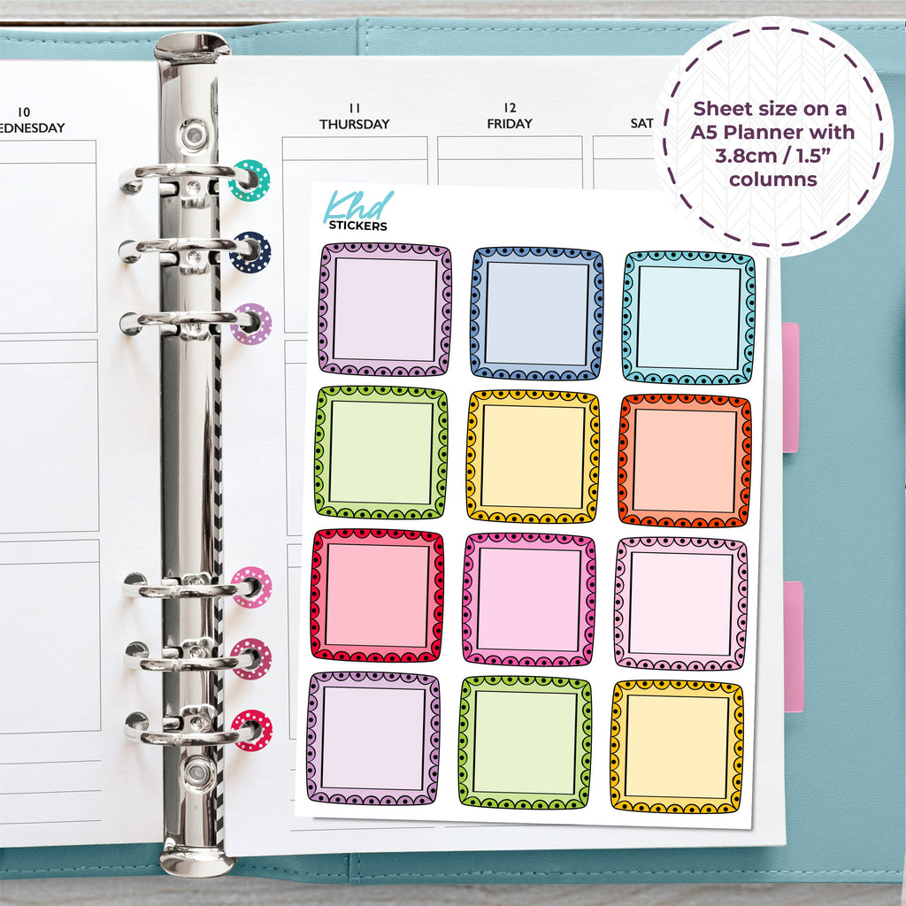 Decorative Squares, Planner Stickers, Removable