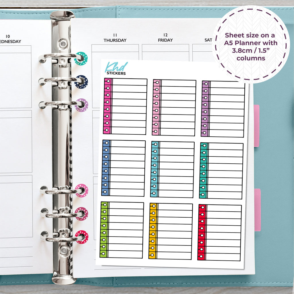 Notebook Style Functional Boxes, Planner Stickers, Removable