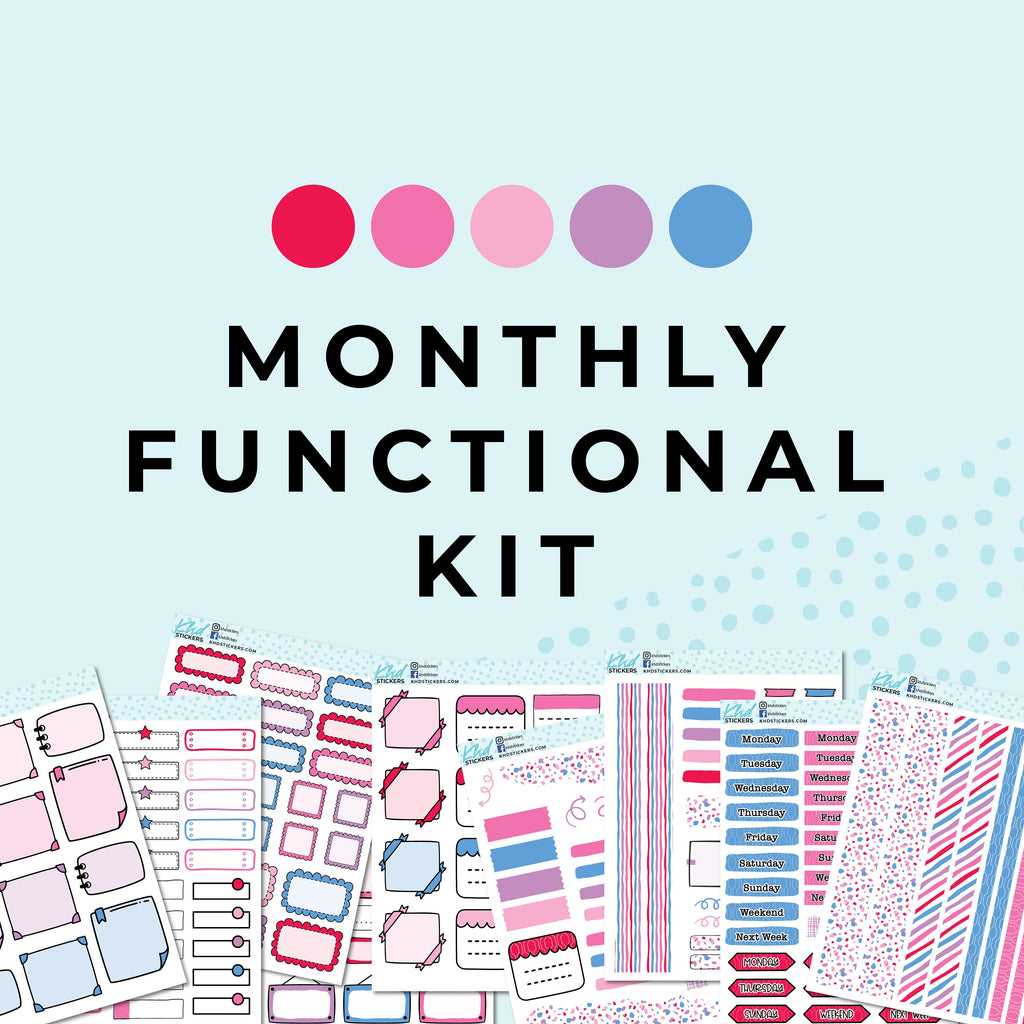 Monthly Functional Planner Sticker Kit - The Brights - Planner Stickers - Kit 4803